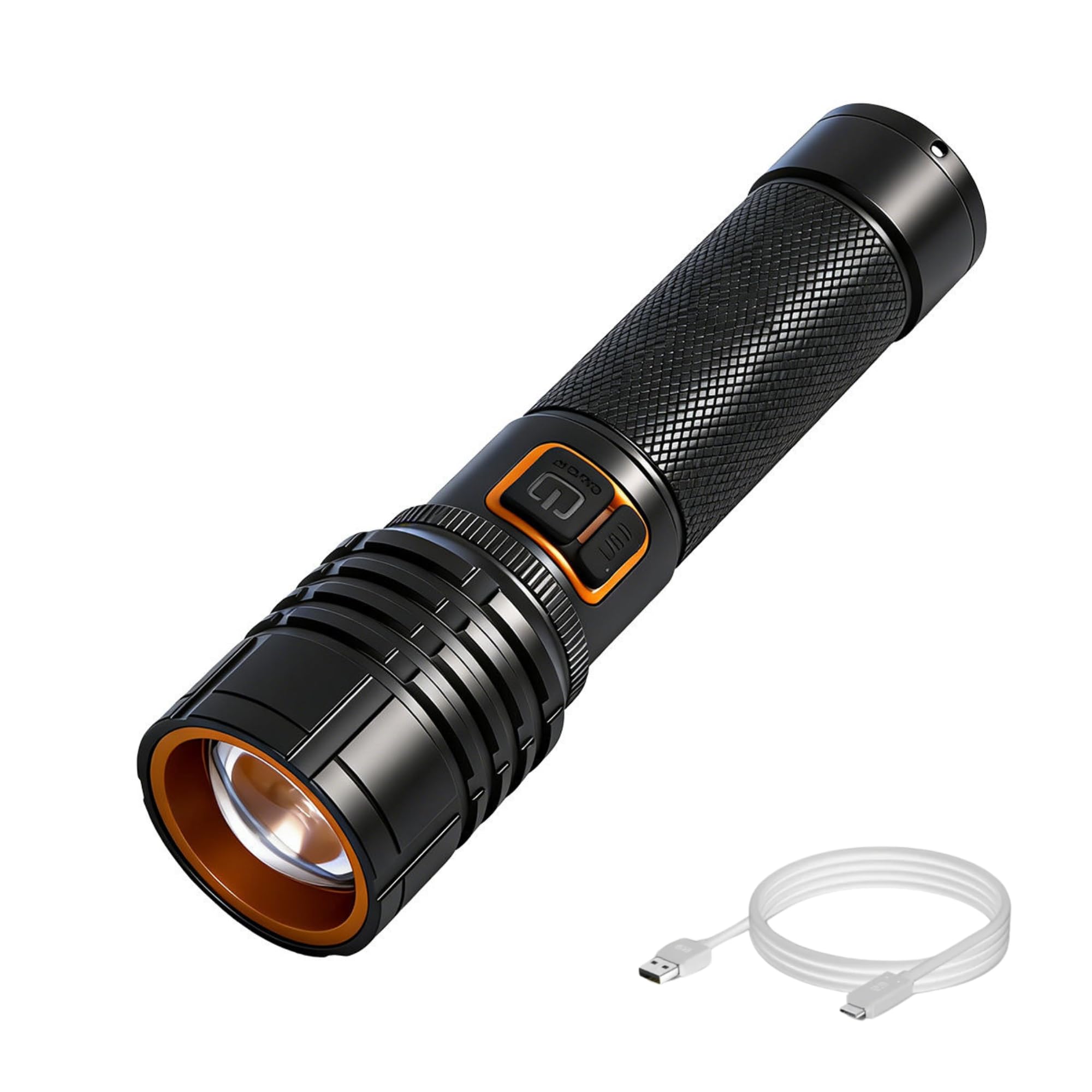 WOZIT Torch Light Rechargeable | Flashlight Aluminum Metal Body, Telescopic Zoom, High Power, 3 Audjustable Modes, 450 Lumens,1800mAh Battery, Search Light for Emergency Use (Multicolor)-image-20