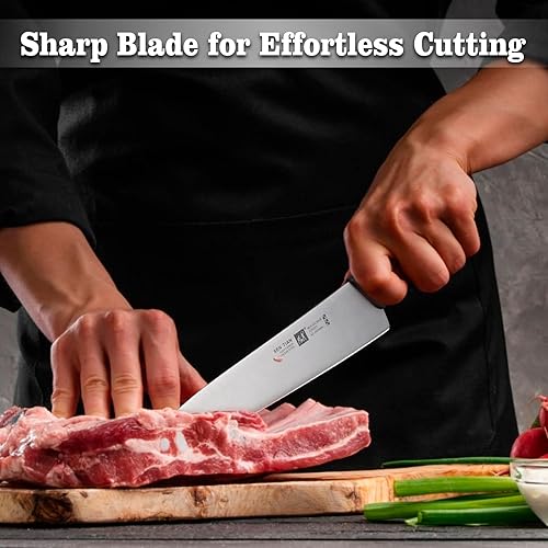 Miniatura 4 de CHUYIREN Cuchillo de chef de acero inoxidable de alto carbono de 10 pulgadas, cuchillo de cocina ultra afilado con mango ergonómico negro, cuchillo