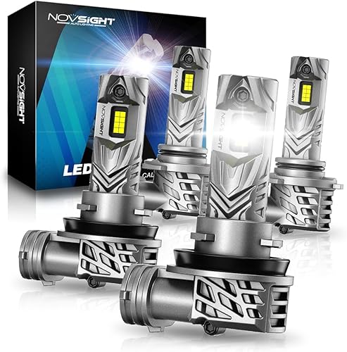 NOVSIGHT Bombillas LED 9005 H11, 32000 lm, 600% de brillo, HB3, alto H8H9, haz doble bajo, 11, tamaño mini, juego de bombillas antiniebla de 6500 K,