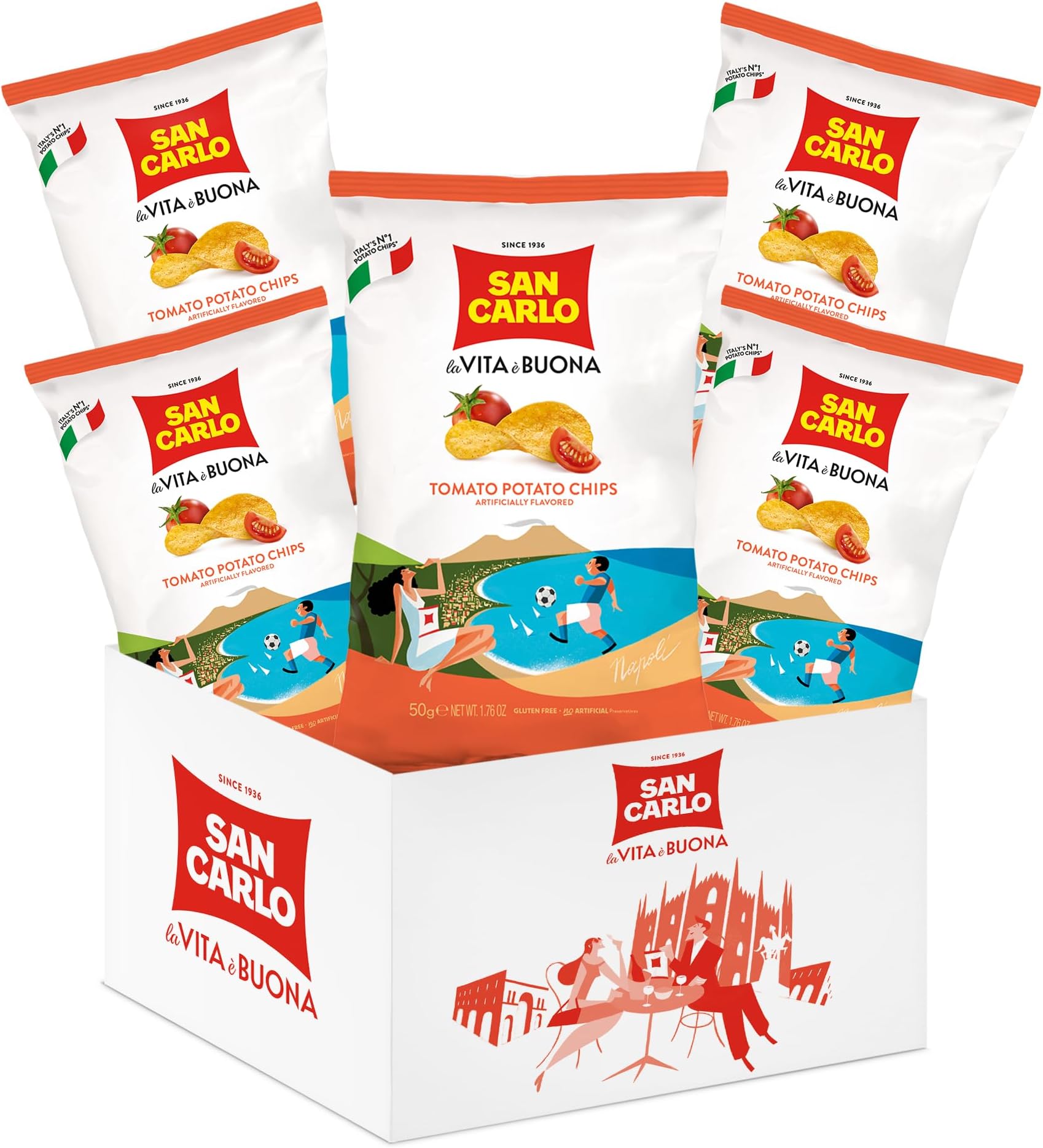 Multi Pack 5X Tomato n°1 Italian Potato Chips - 150gr - for Snacking Bliss