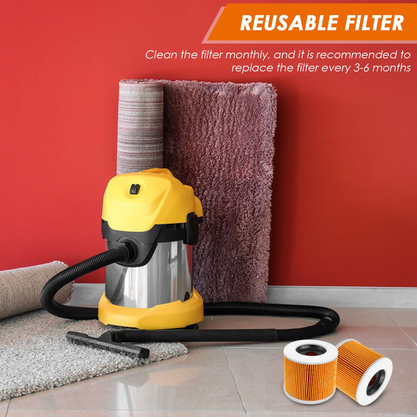 Zawaer Filtro De Cartucho Compatible Con Karcher WD2/WD3 (Pack 2): Aspira Más Fuerza Y Aire Más Limpio