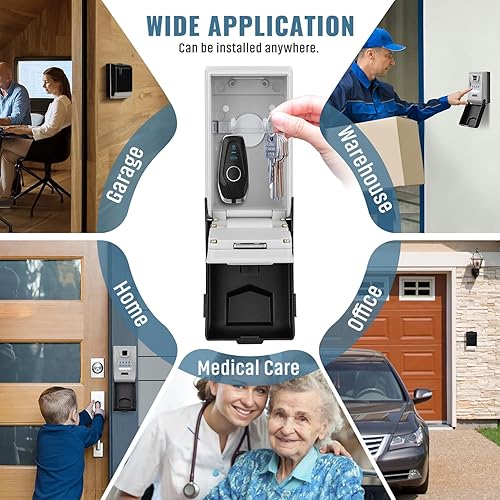 Miniatura 7 de HUANLANG Caja de bloqueo de llave de montaje en pared, caja de bloqueo de combinación para exteriores con diales iluminados, caja de seguridad