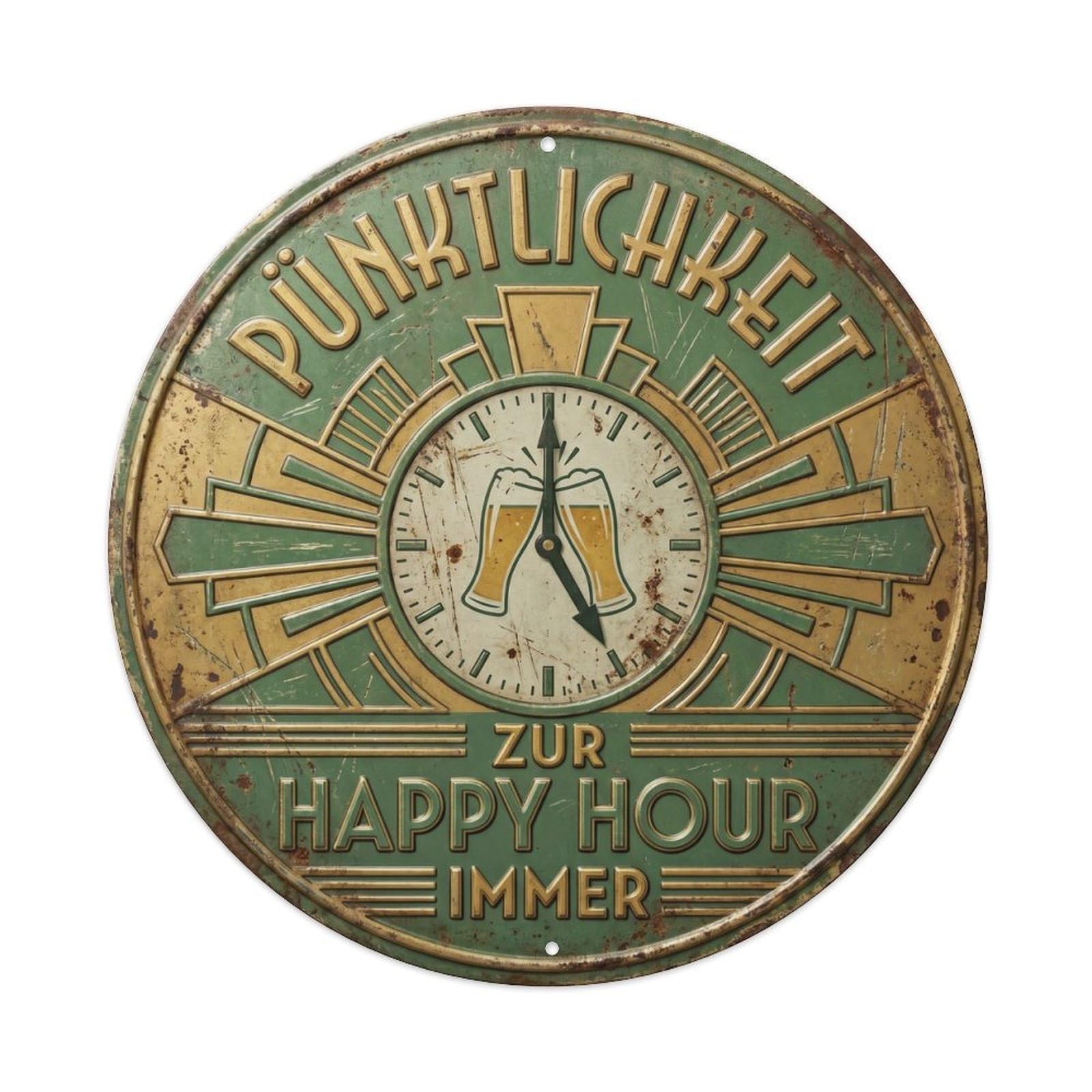 Vintage Bar Style Pünktlichkeit Humorous Gathering Punctuality Metal Tin Sign Plaque Wall Decor for Cafe, Club, Garden Round Metal Poster 8x8Inch
