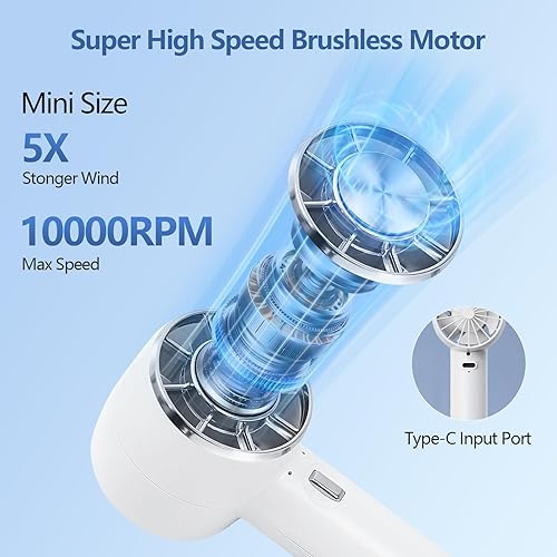 Miniatura 3 de Ventilador turbo portátil de mano con compresa fría, ventilador de mano y escritorio 2 en 1 de alta velocidad, batería de 4200 mAh recargable, mini