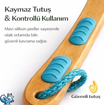 Bluefox Sırt ve Vücut Temizleme Fırçası - 2 Taraflı Sert & Yumuşak Lifli, Bambu Uzun Saplı (43cm), Ölü Deri ve Gözenek Temizleyici, Pürüzsüz ve Canlı Cilt İçin İdeal