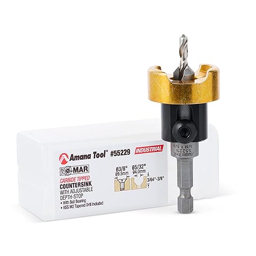 Amana Tool - Avellanador de 82 con punta de carburo 55229 con tope de profundidad ajustable y no
