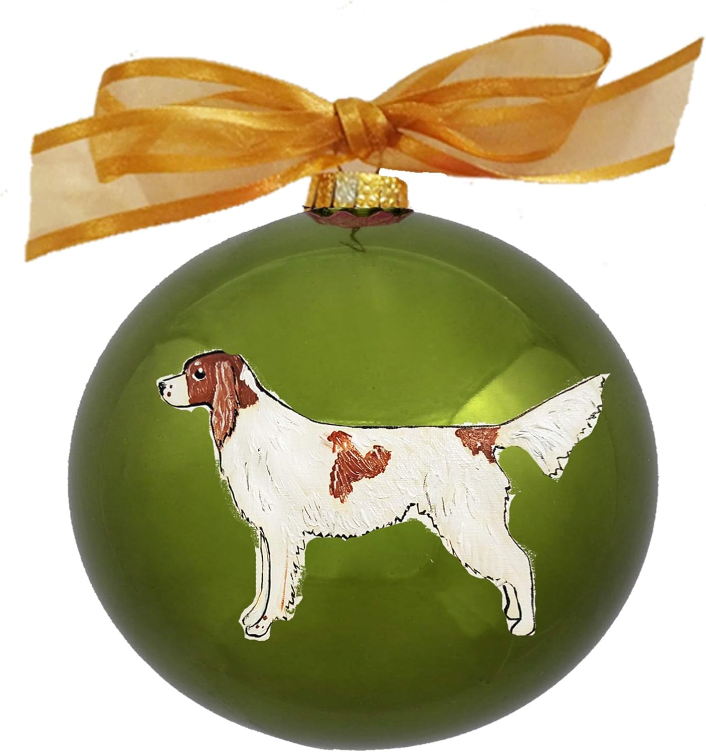 Irish Red and White Setter Pooch Dog Hand Painted Christmas Ornament - Can Be Personalized with Name/From Photo