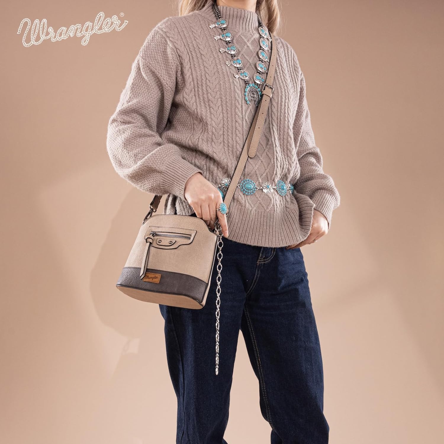 Wrangler Cow Print Crossbody Bag for Women Western Cross Body Purse with Signature Strap - Image 2
