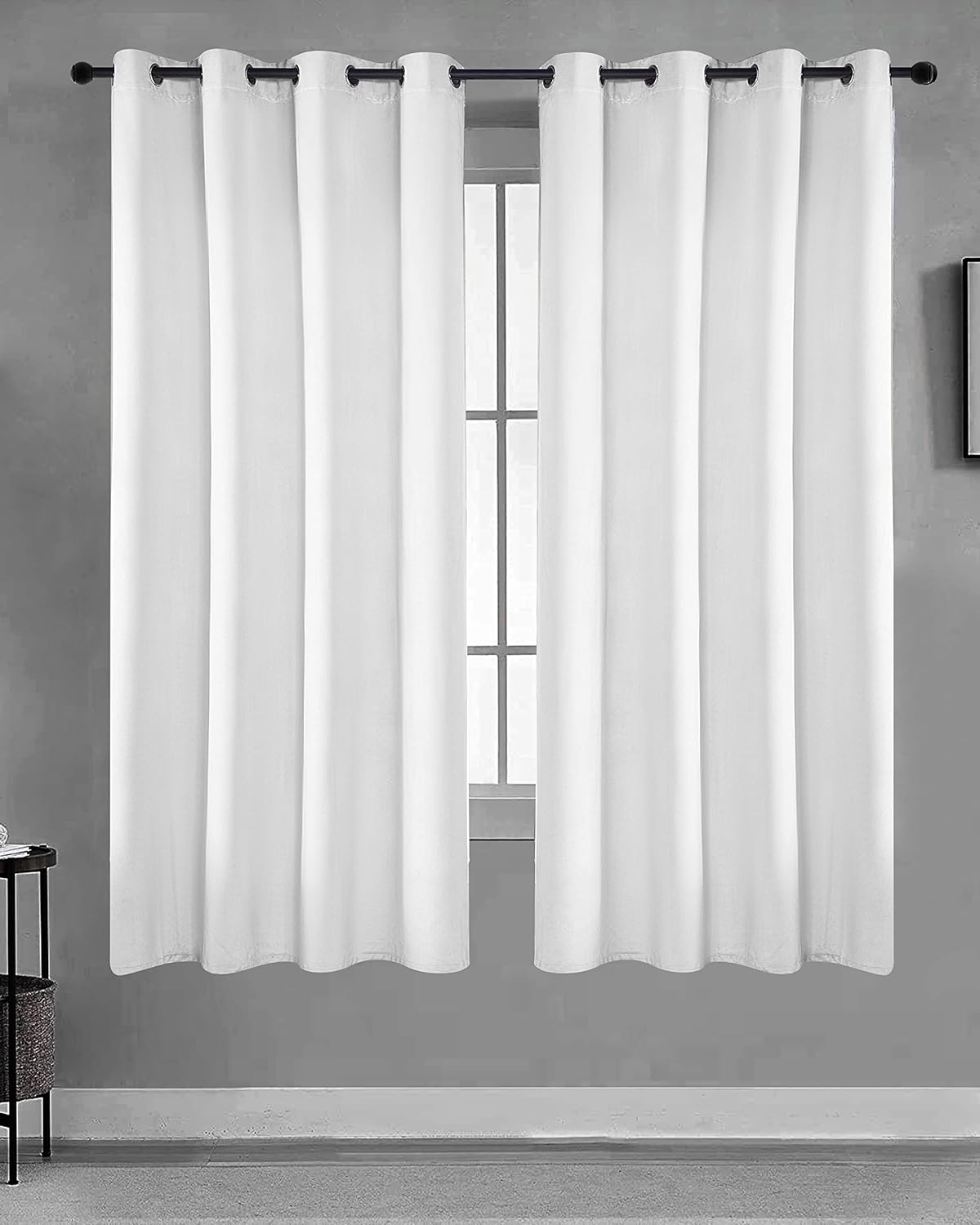 ZHAOFENG White Velvet Curtains 63 inches with Grommet, Blackout Soft Luxury Thick