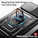 TheGiftKart Tough Armor Bumper Back Cover Case for Mi Redmi Note 14 Pro Plus 5G | KickStand & Ring Holder | 360° Protection Back Case for Redmi Note 14 Pro+ 5G (PC & TPU, Rotating Camera Cover, Black) gallery image