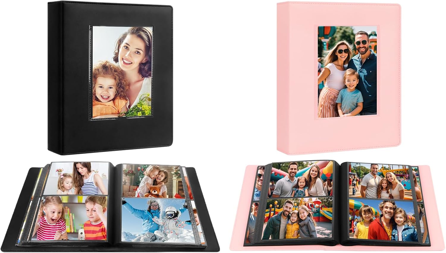 2Packs 272 Pockets Photo Album 5x7 Holds 272 Photos, 5x7 Photo Album Extra Large Capacity Leather Cover Photo Albums for Family Wedding Baby Pictures (1Pcs Black & 1Pcs Pink)