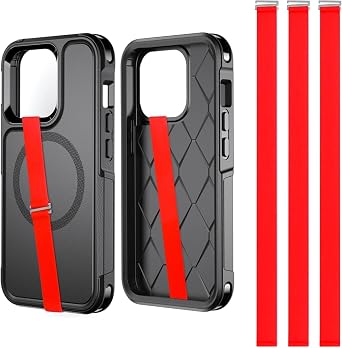 TEAMOLA Silicone Phone Grip Strap, Anti-Slip Phone Hand Holder Red 210 | Phone Hand Holder for iPhone Galaxy Android, Soft Stretch Grip Strap for Comfort, Secure Finger Holder Prevents Drops, 3Pcs