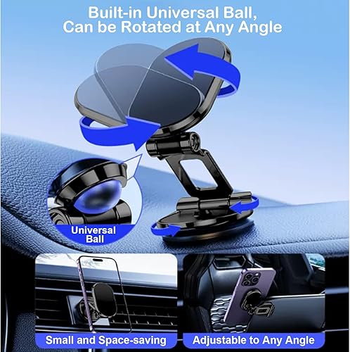Miniatura 3 de Soporte magnético para teléfono para automóvil, 8 imanes fuertes, aleación plegable, soporte magnético para teléfono, soporte universal para