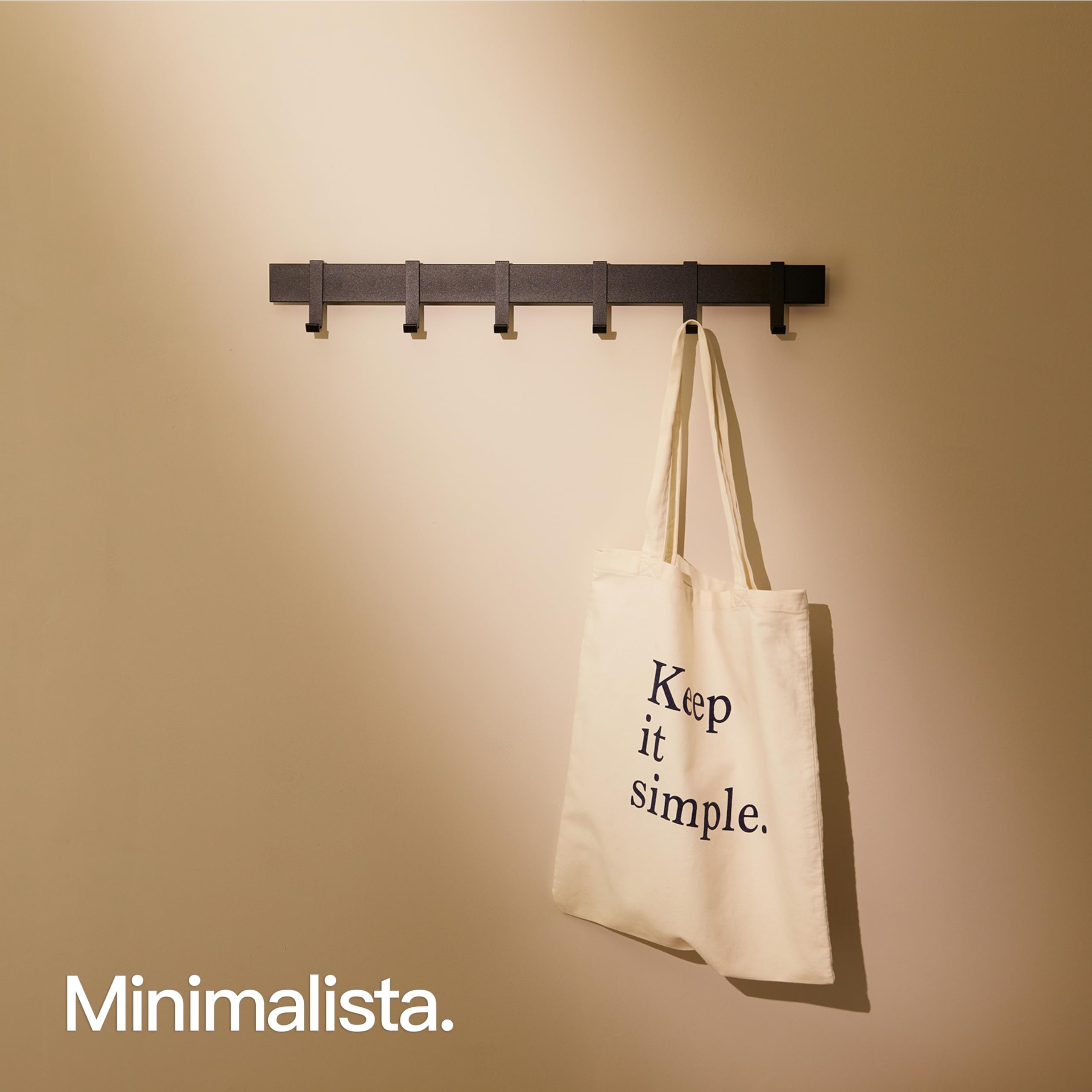 Design Hamburgo Perchero de Pared I Moderno Colgador de Pared para Abrigos I Percheros de Pared con Ganchos de Metal Móviles I Perchero Entrada Recibidor | 58 cm | Negro Mate