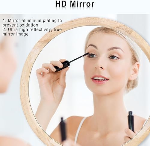 Miniatura 10 de Espejo de pared de 17 pulgadas, espejo redondo de madera, espejo de círculo pequeño, espejo de guardería, espejo bohemio, decoración de pared para