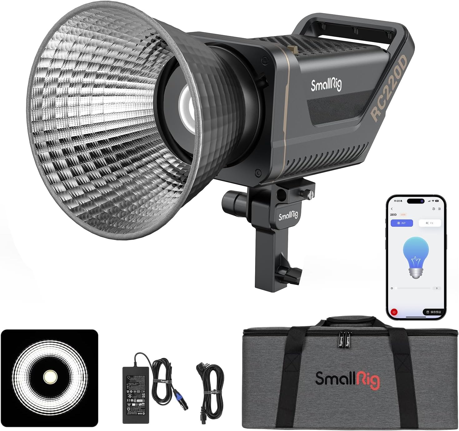 SmallRig RC 220D with hyper reflector attached