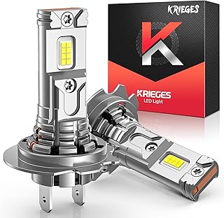 Fahren Krieges H7 LED Headlight Bulbs 6500K White,16PCS Chips 20000LM Super Bright,1:1 Halogen Size, No Adapter Needed, All in One Easy Plug & Play H7 LED Bulb with Cooling Fan, Canbus Ready Pack of 2