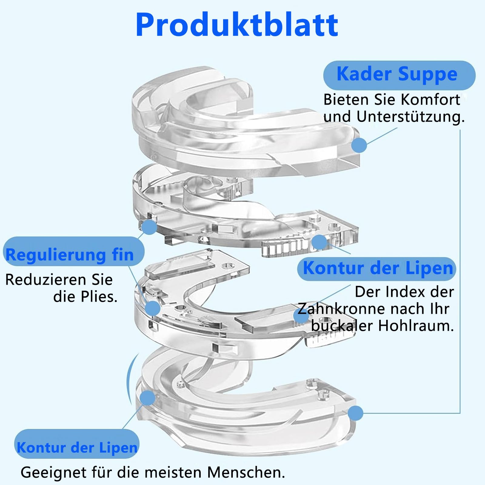 Schnarchschiene Verstellbare Aufbissschiene gegen Schnarchen und Knirschen - Anti Schnarch Schnarchstopper - Anti-Snoring Mouth Guard - Verbessert Schlafqualität (Weiß mittel)