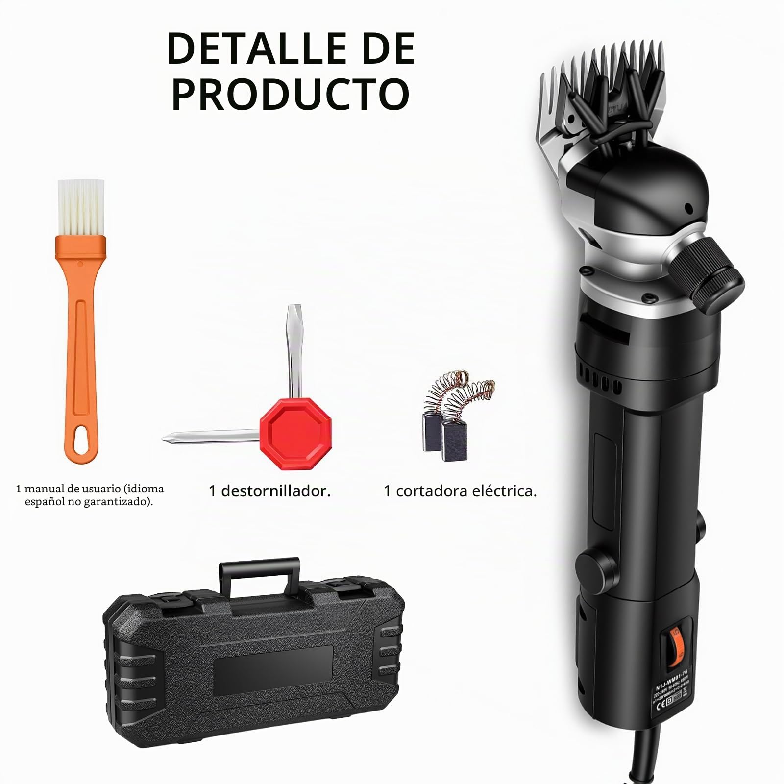 690W Esquiladora eléctrica para ovejas, eléctrica profesional para ovejas, cabras u otros animales, 6 Velocidades Ajustables, Cuchillas intercambiables, color negro