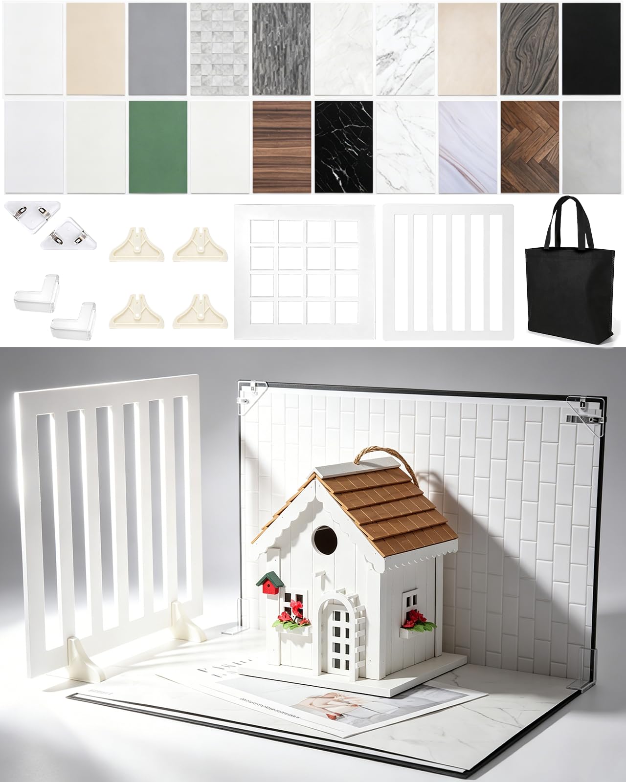 22 Stück Fotografie Hintergrund Boards Set, Fotohintergründe für Lebensmittelfotografie, 24 Muster, kleines Produkt, Hintergrund-Tischplatten-Set für Schmuck Kosmetika Lebensmittel, 42 x 29cm
