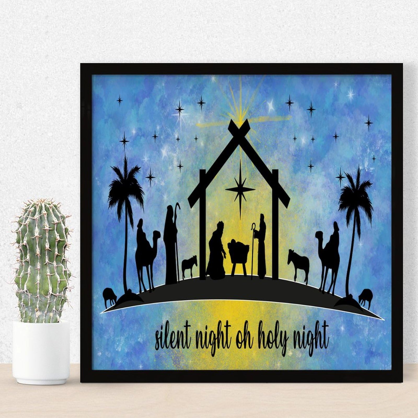 Panneau mural en bois Merry Christmas Oh Holy Night de 30,5 cm pour maison
