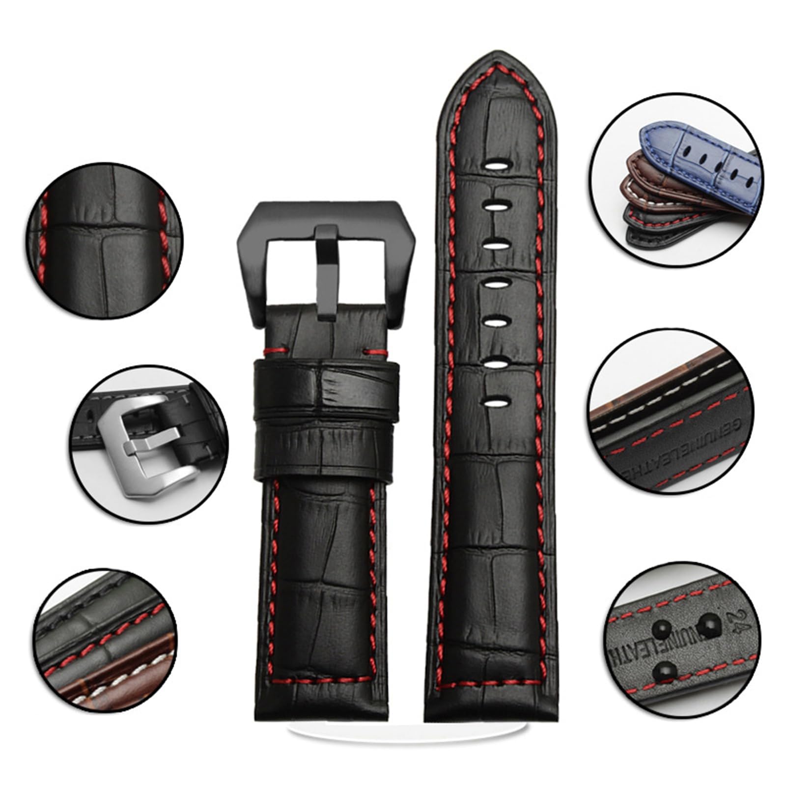 Bracelet de montre à dégagement rapide, bracelet de montre en cuir 22/24/26 mm, bracelet de montre de remplacement