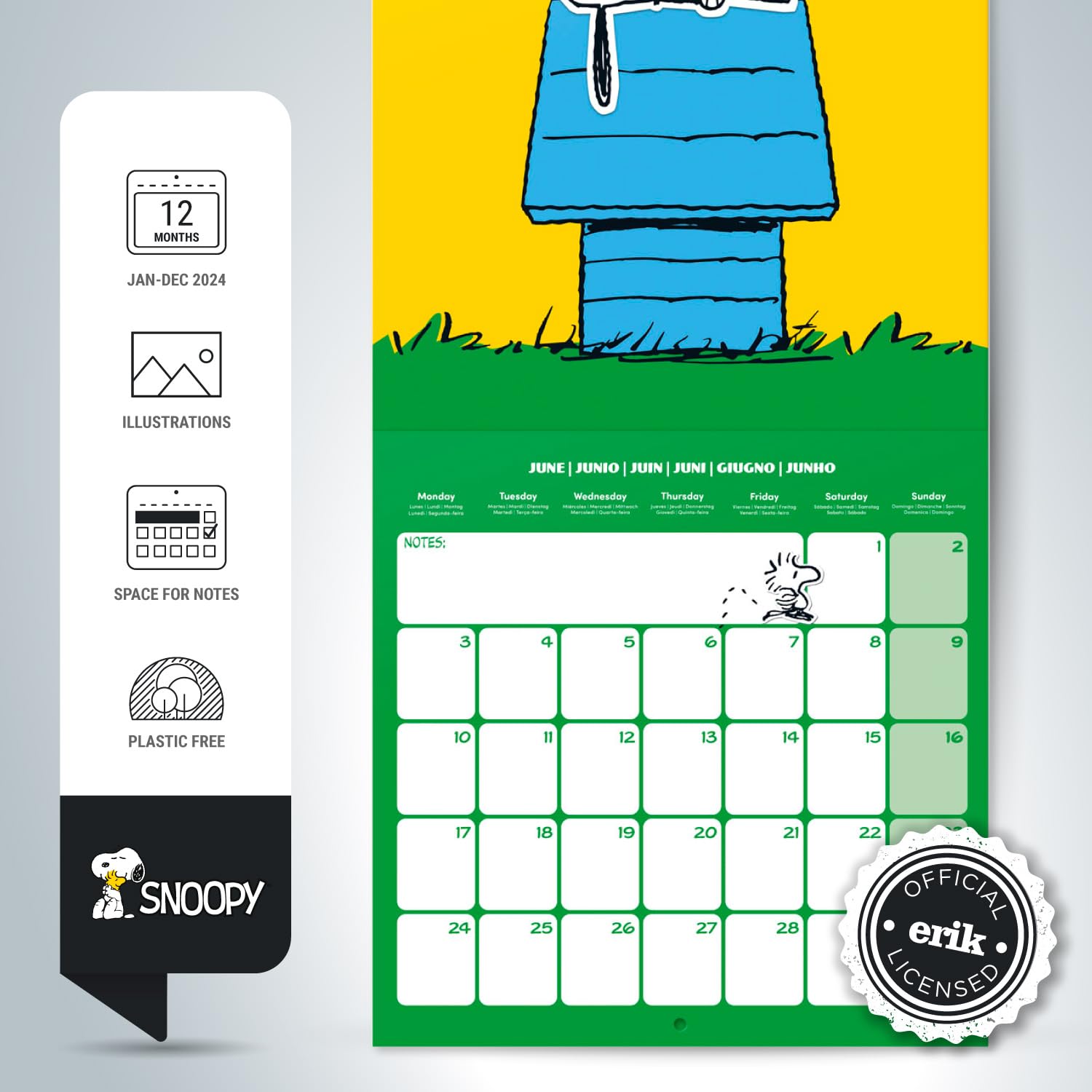 Grupo Erik Snoopy Wall Calendar 2024 12" x 12", 12 x 12 inches - Image 4