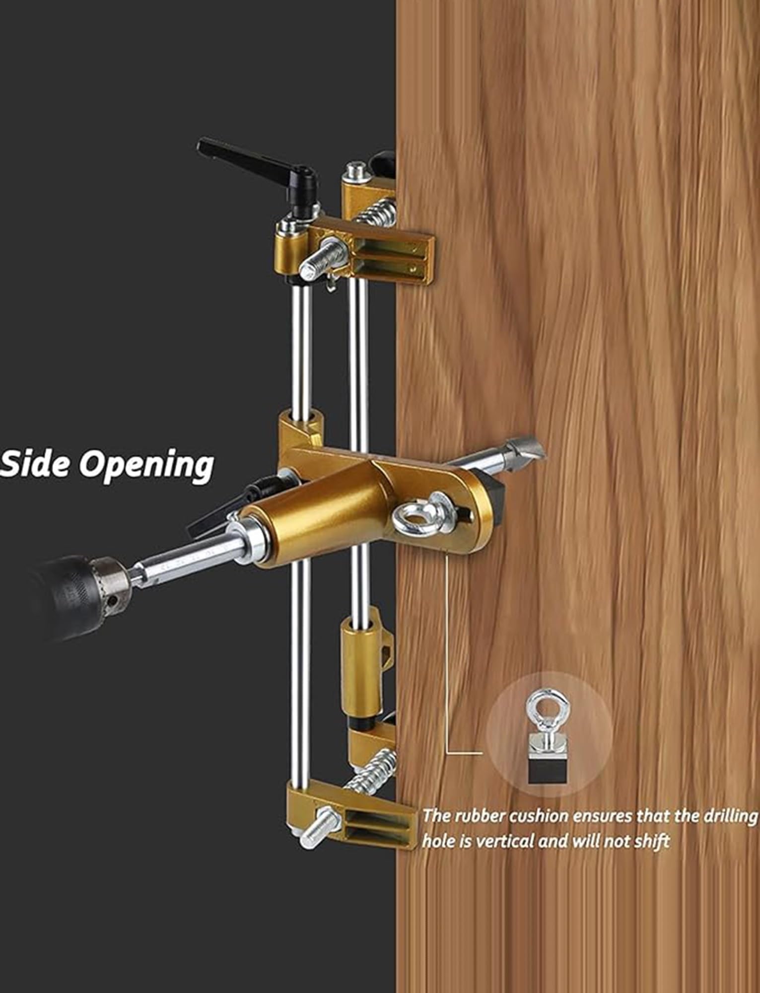 Kit de mortaja de cerradura de puerta, herramienta de apertura de agujeros de bloqueo con 3 cuchillas para puertas de madera, plantilla de mortaja de precisión para una fácil instalación y montaje