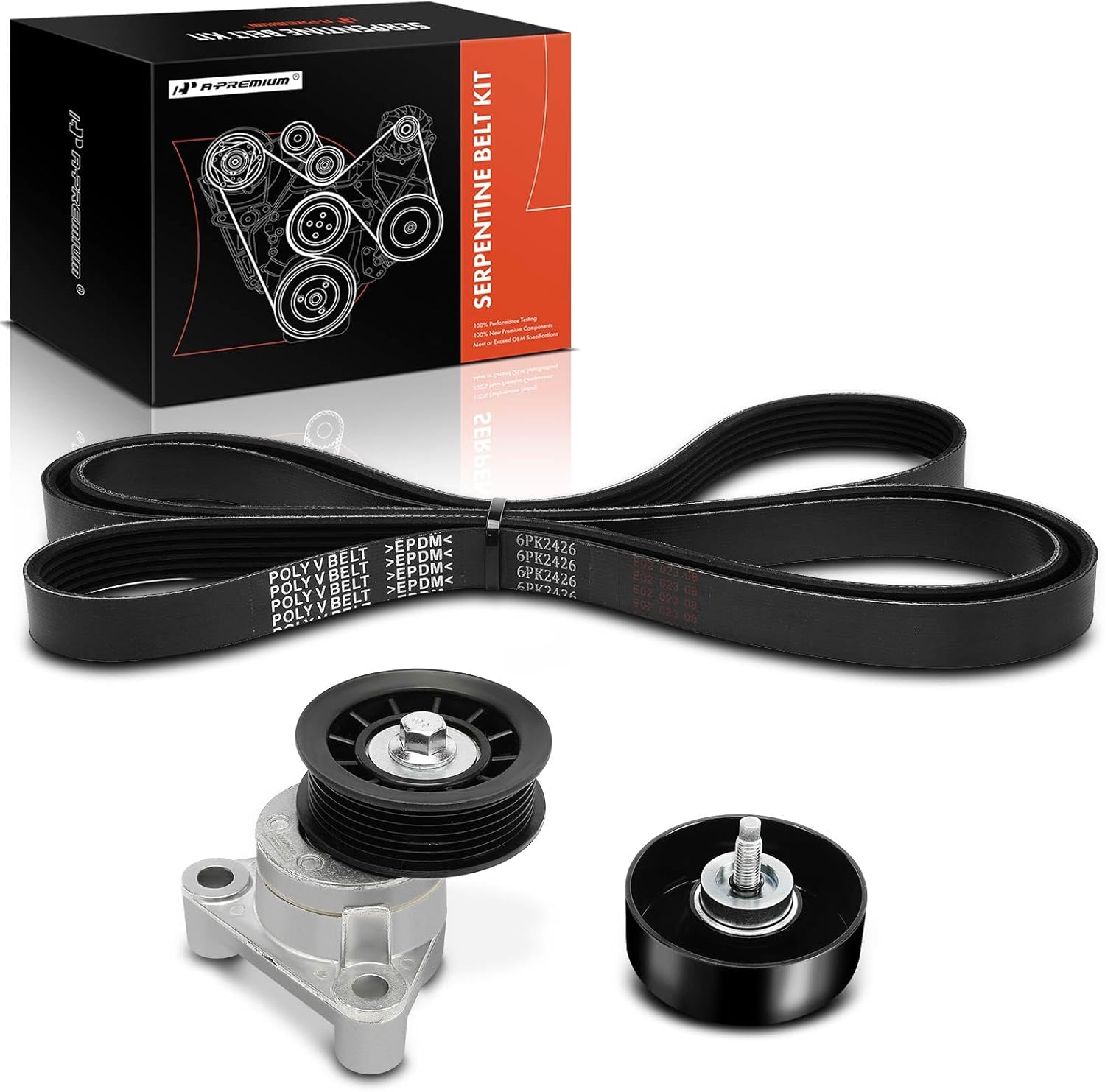 A-Premium Engine Serpentine Belt Drive Kit Compatible with Chevrolet & GMC Cars - Silverado 2500 HD, Silverado 3500, Suburban 2500, Sierra 2500 HD, Sierra 3500, Yukon XL 2500 - OHV 8.1L