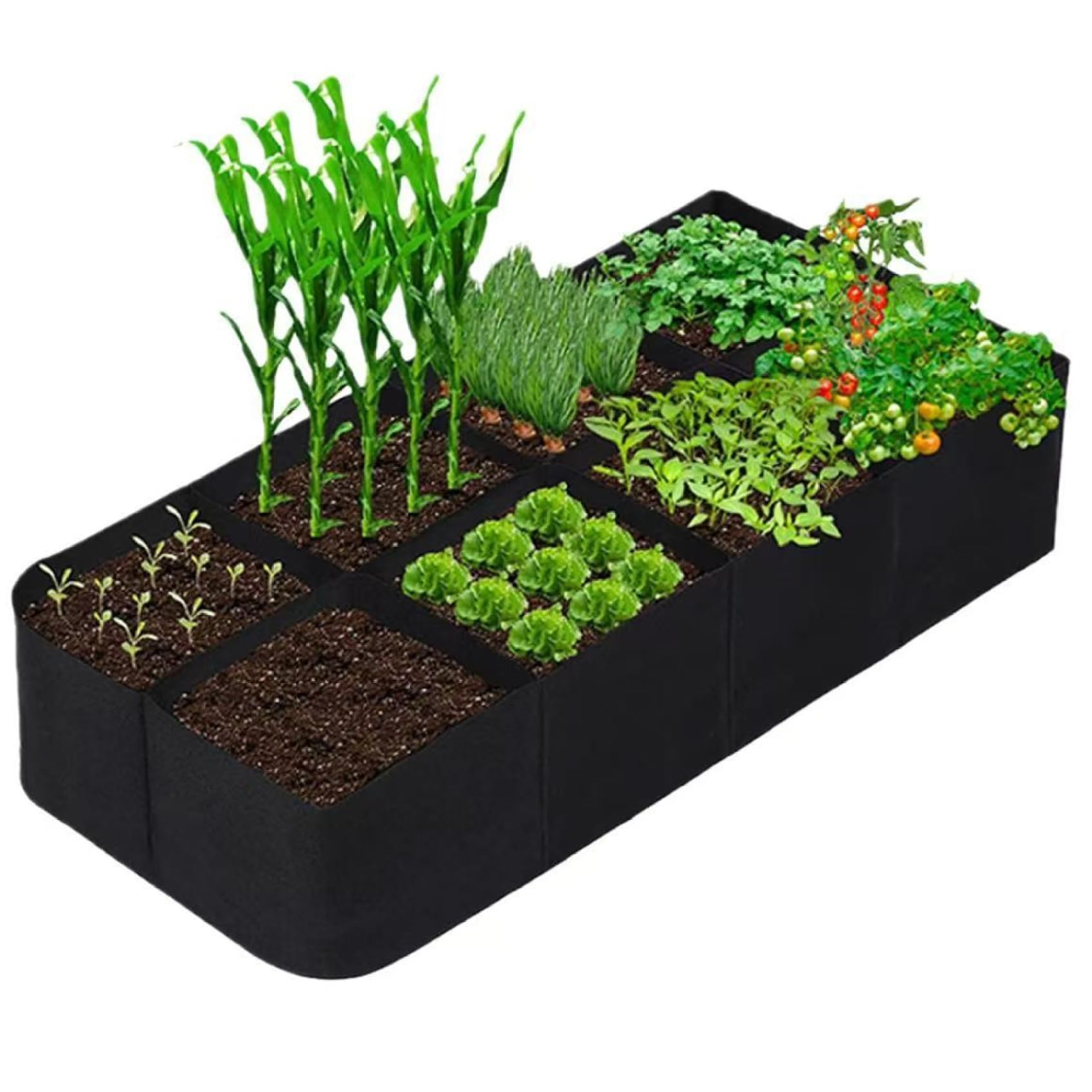 Sac de culture en feutre respirant à 8 compartiments pour jardinage extérieur