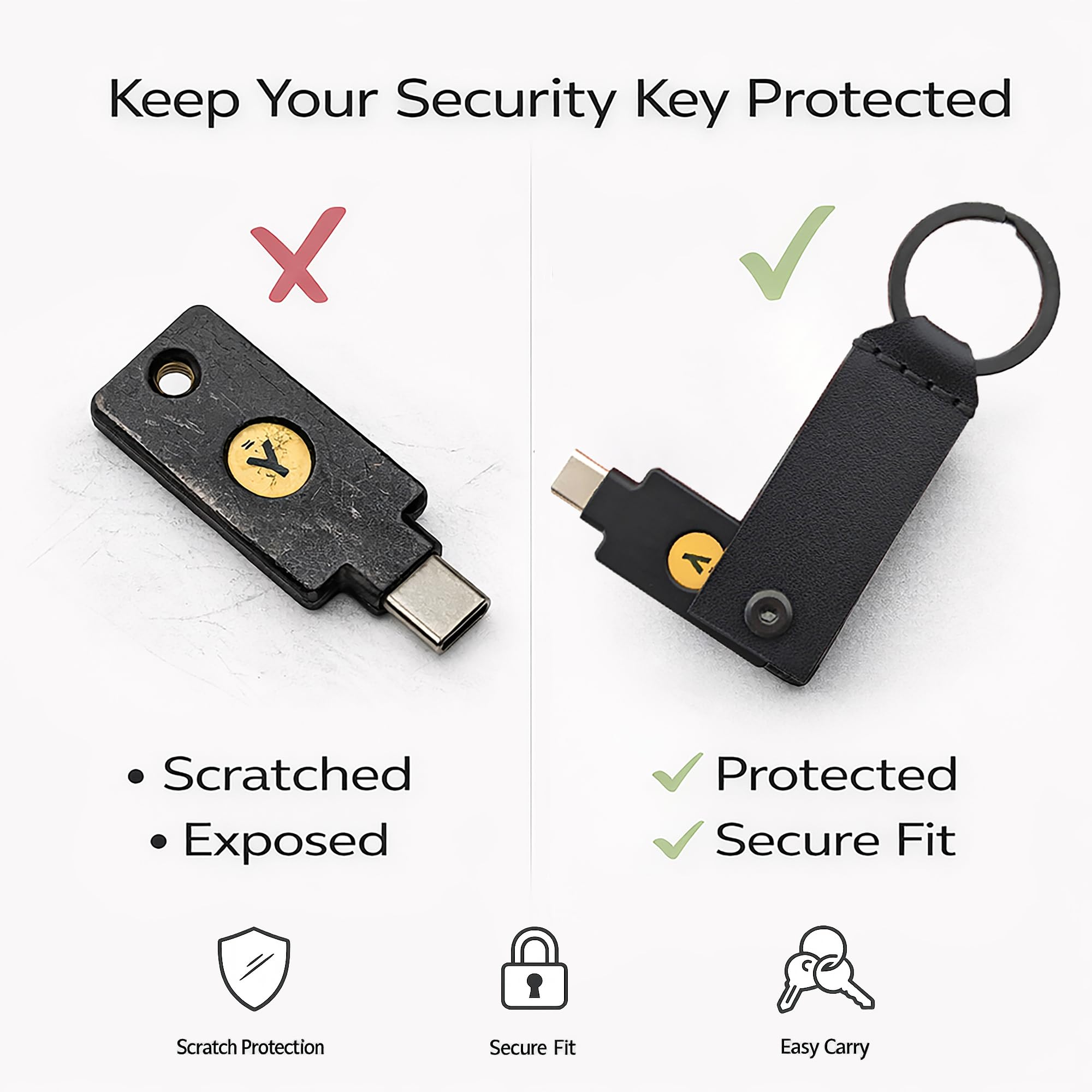 Amazon.com: Leather Case for YubiKey 5 NFC & 5C NFC, Full-Grain