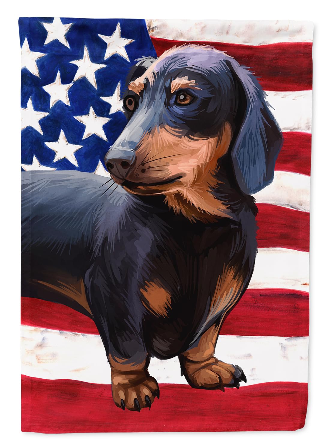 Caroline's Treasures CK6500CHF - Bandiera americana a forma di bassotto, misura grande, multicolore