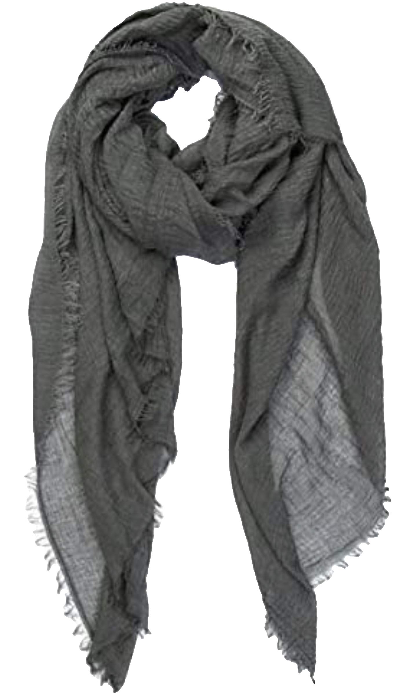 World of ShawlsChic Ladies Cotton Blend Crinkle Distressed Effect Scarf with Fringed Edges