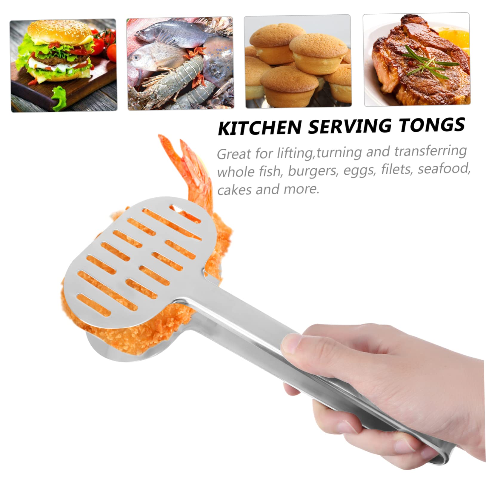 MAGICLULU 3pièces Pince à Nourriture Multifonction Acier Inoxydable Pince Anti-brûlure Pour Buffet Et Cuisine Idéale Pour Servir Burgers Poissons Gâteaux Et Plus