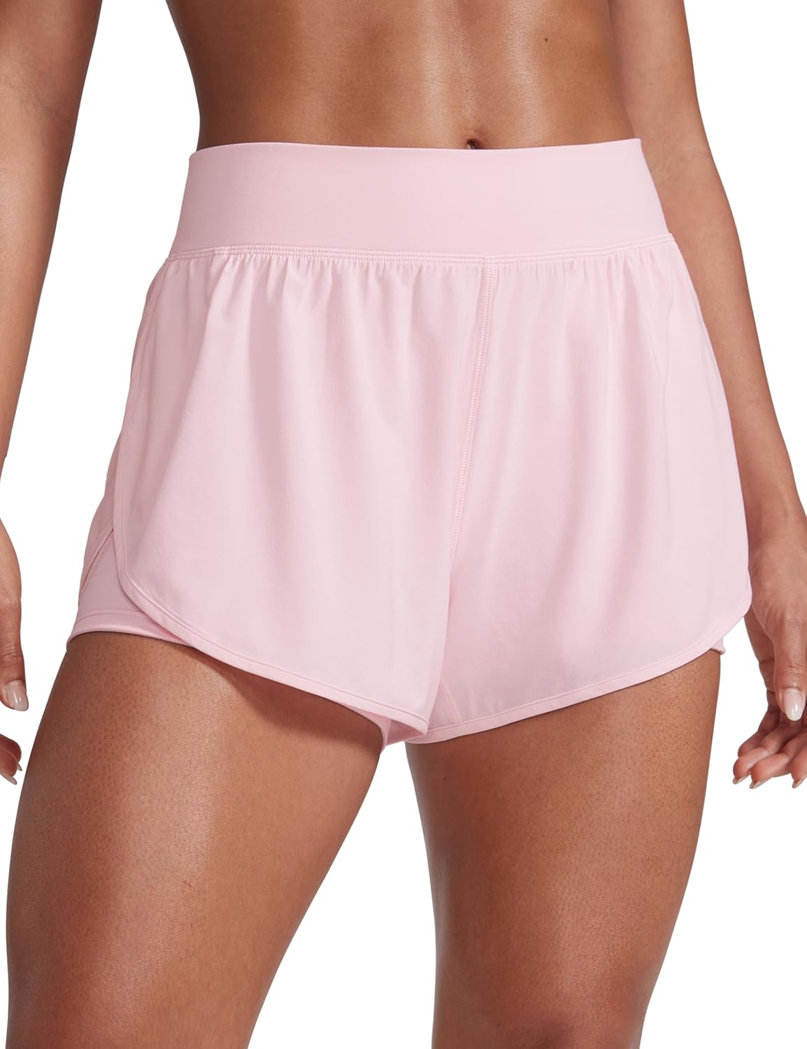 CRZ YOGA 2 in 1 Split Flat Rise Running Shorts for Women 3" - High Waisted Workout Athletic Gym Tennis with Pocket