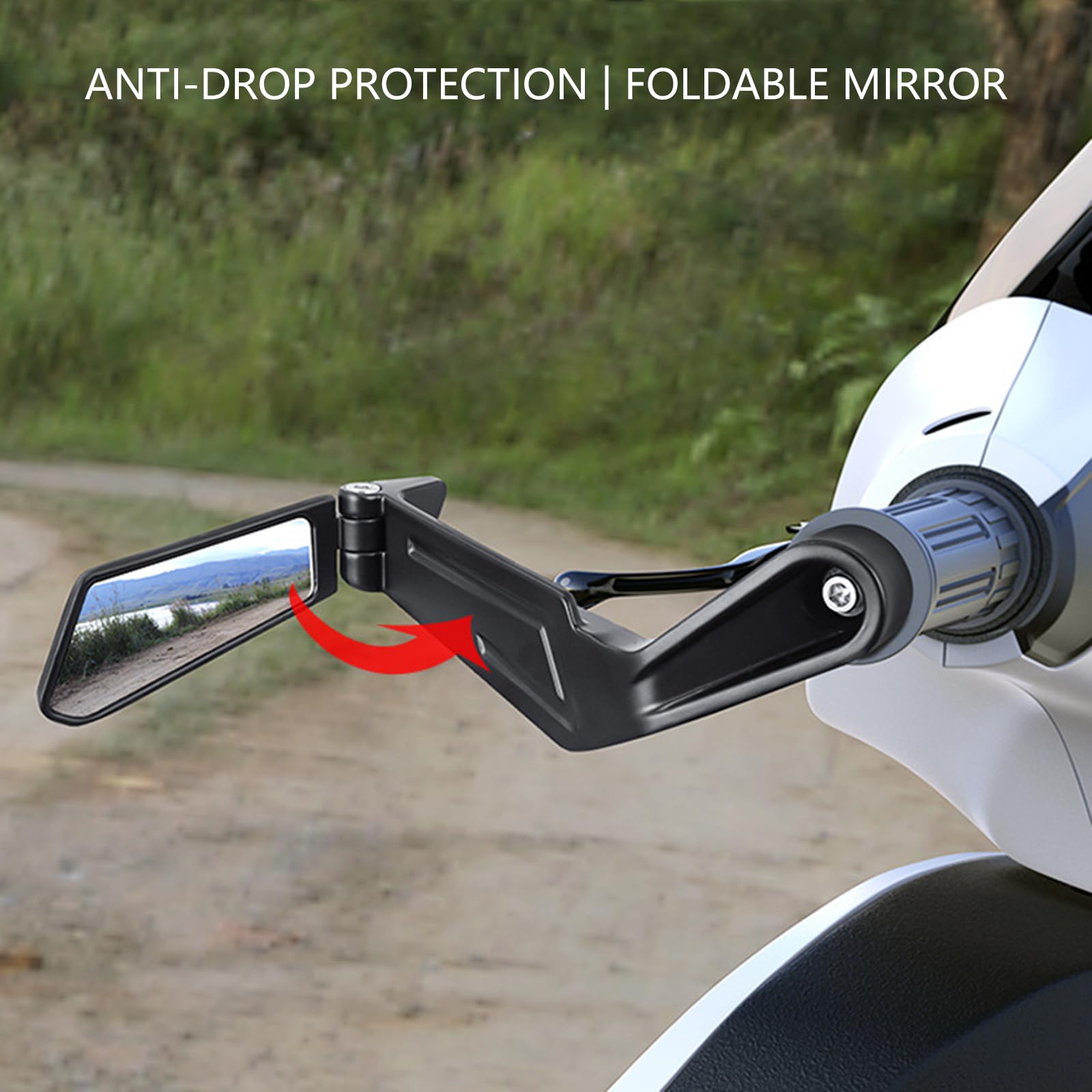 Specchietto retrovisore per motocicletta, con grandangolo in vetro anti-vibrazione, migliorato per moto e manubrio da turismo