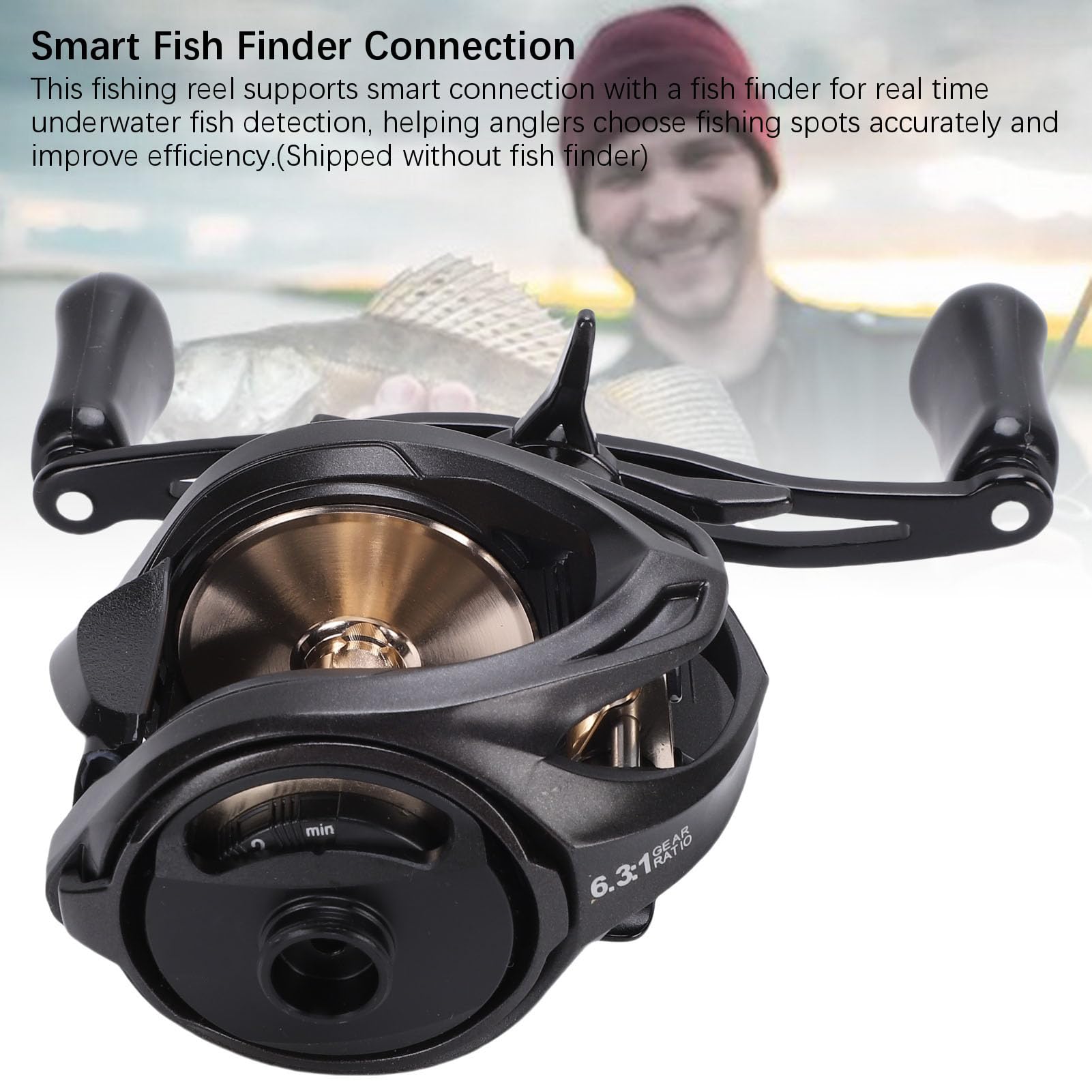 Carrete ZenithAur Baitcasting con conexión Inteligente para buscador de Peces, metodo de Arrastre de 16 kg, Cuerpo Ligero de Fibra de Carbono para Zurdos para Pesca con señuelos