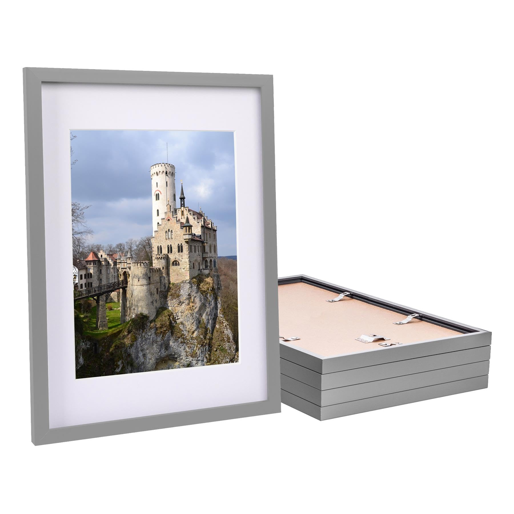 Nicola Spring A3 Photo Frame with A4 Mount - Pack of 5 - White Mount - Acrylic