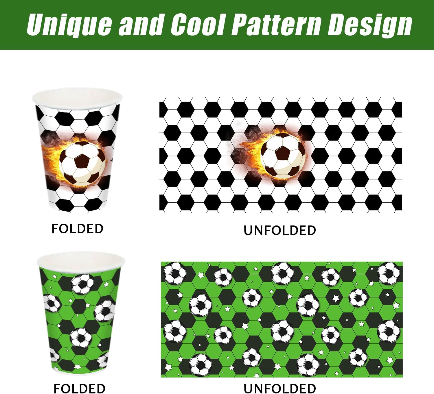 104 PCS Soccer Table Supplies Kit - Includes Plates, Napkins, Cups for Soccer Birthday Party & Gameday - Image 7