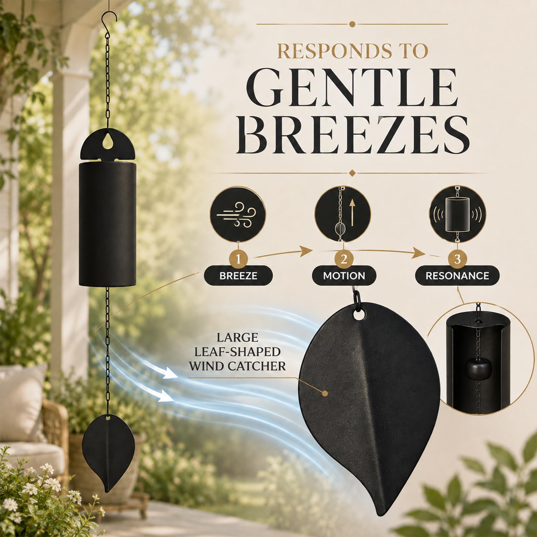 Carillon éolien héroïque résistant aux intempéries de 76,2 cm pour l'extérieur