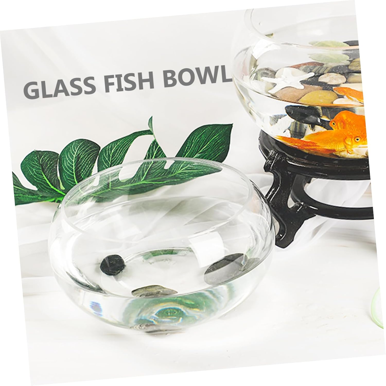 2pcs Round Glass Goldfish Bowl Modern Design Fish Tank Hydroponic Plant Pot Hydroponic Planter