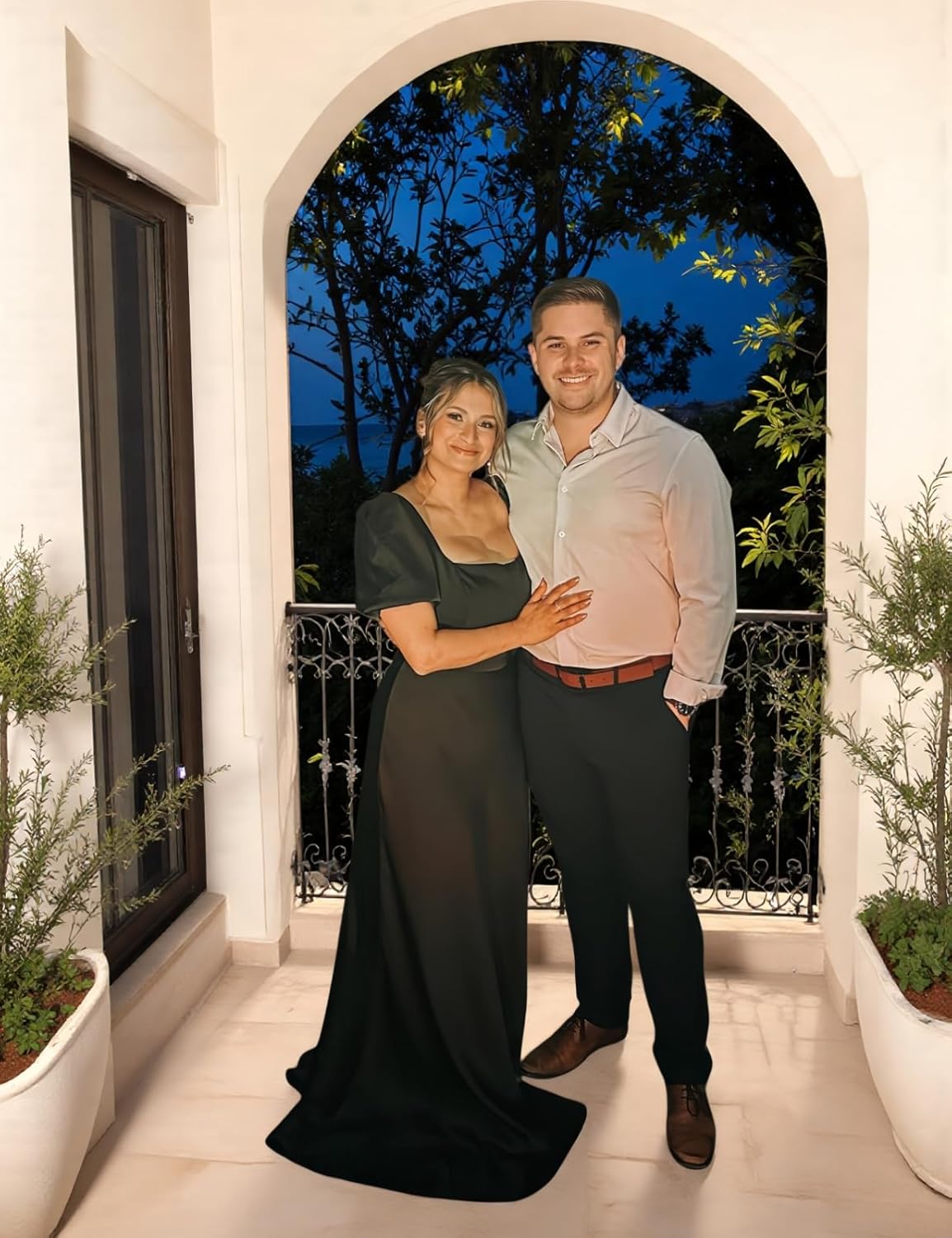 ForElise Satin Bridesmaid Dresses for Wedding Square Neck Puff Sleeve Formal Dresses for Women