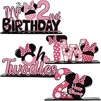 Vista 8 de TONIFUL Red Mouse Suministros para Fiesta de 2º Cumpleaños Centros de Mesa - Diseño Temático de Ratón Rojo y Madera Resistente para Recuerdos