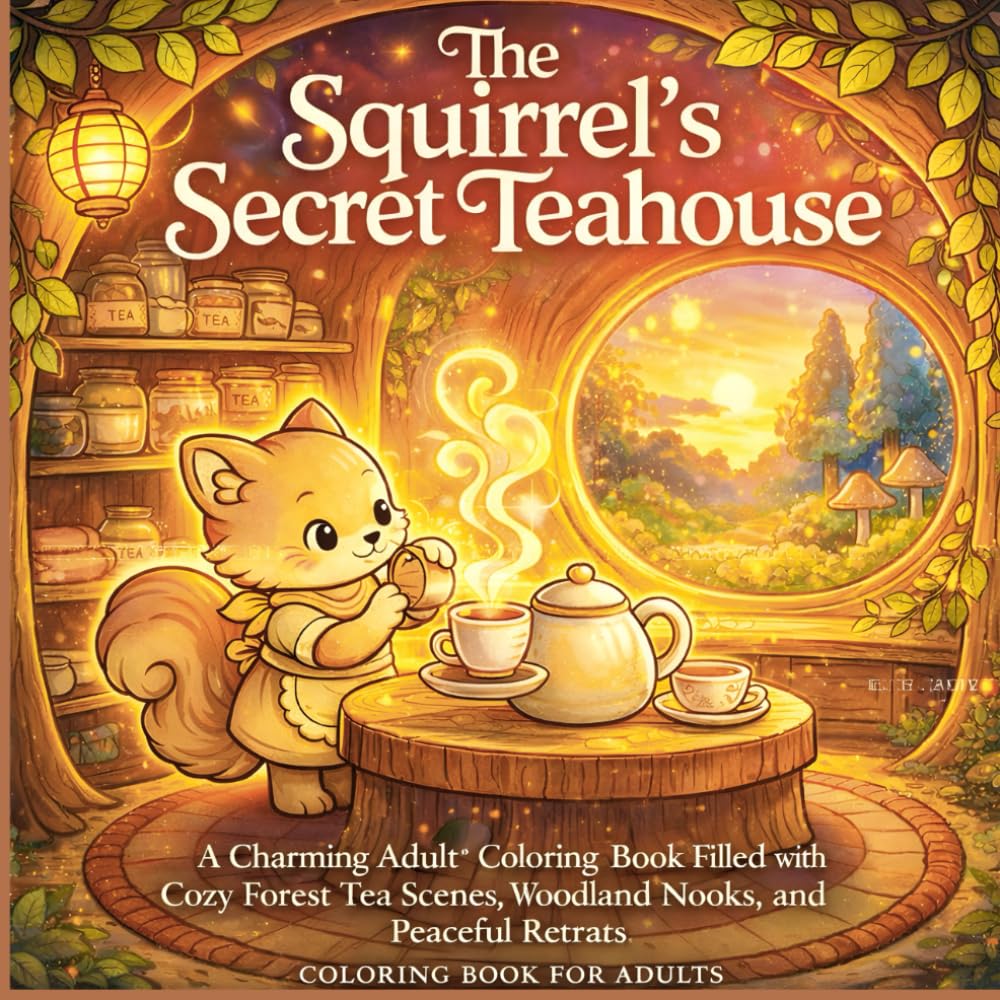 The Squirrel’s Secret Teahouse: A Charming Adult Coloring Book Filled with Forest Tea Scenes and Peaceful Retreats