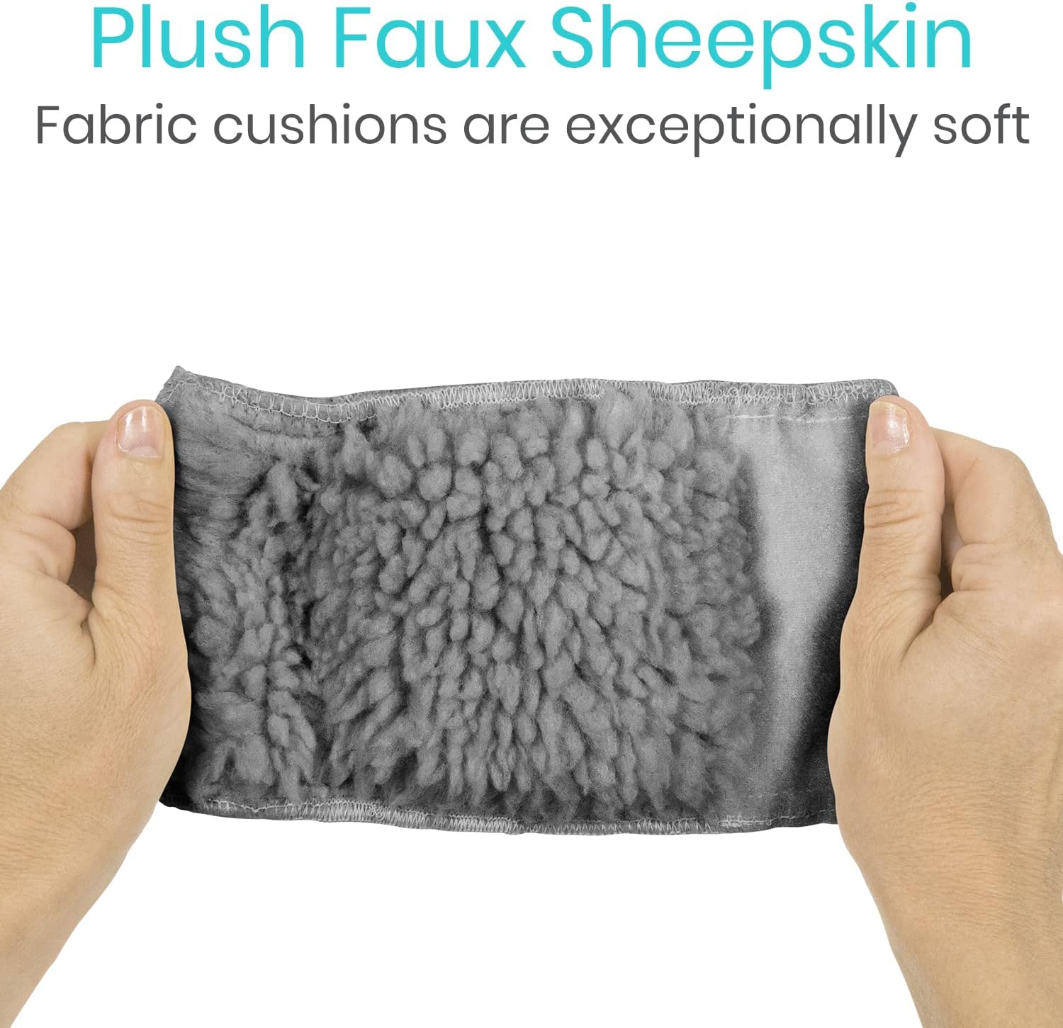 Vive Sheepskin Walker Grips 2-Pack - Hand Pad Accessories for Folding Rollator, Crutches - Soft Cushion Handle Cover For Adult, Handicap, Seniors - Medical Handlebar Foam Padding For Disability (Grey)