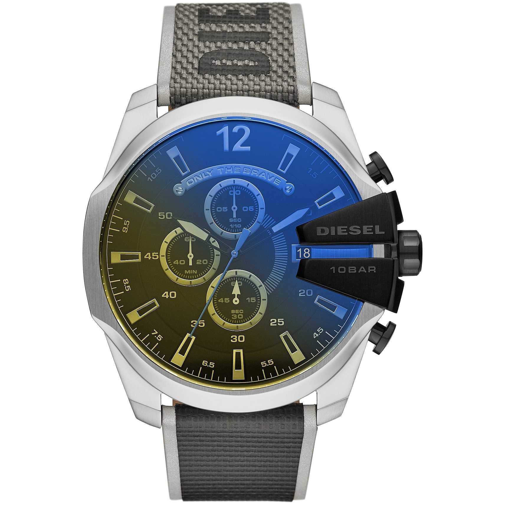 Diesel Men's 51mm Mega Chief Quartz Stainless Steel and Nylon