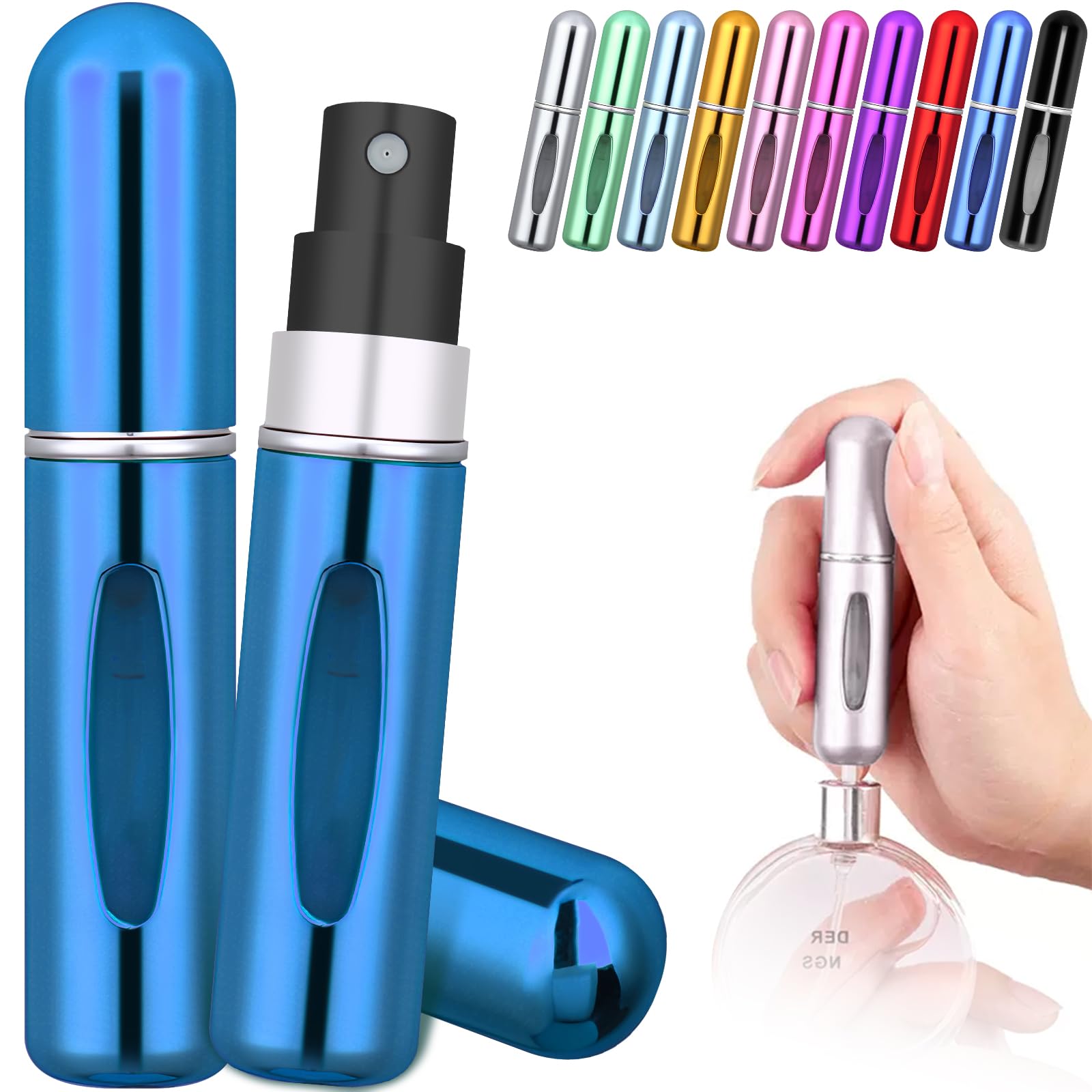 アトマイザー 香水 ボトル 底部充填 ワンタッチ補充 香水噴霧器 持ち運びに便利 香水 漏れない 詰め替え 小分け ミニ 持ち歩きボトル 入れ替え 香水用 容器 スプレー 液体が見える 携帯用アトマイザー 詰め替え簡単 漏れない 旅行 デート 仕事 男女兼用 5カラー選べる 5ml (ネービー)