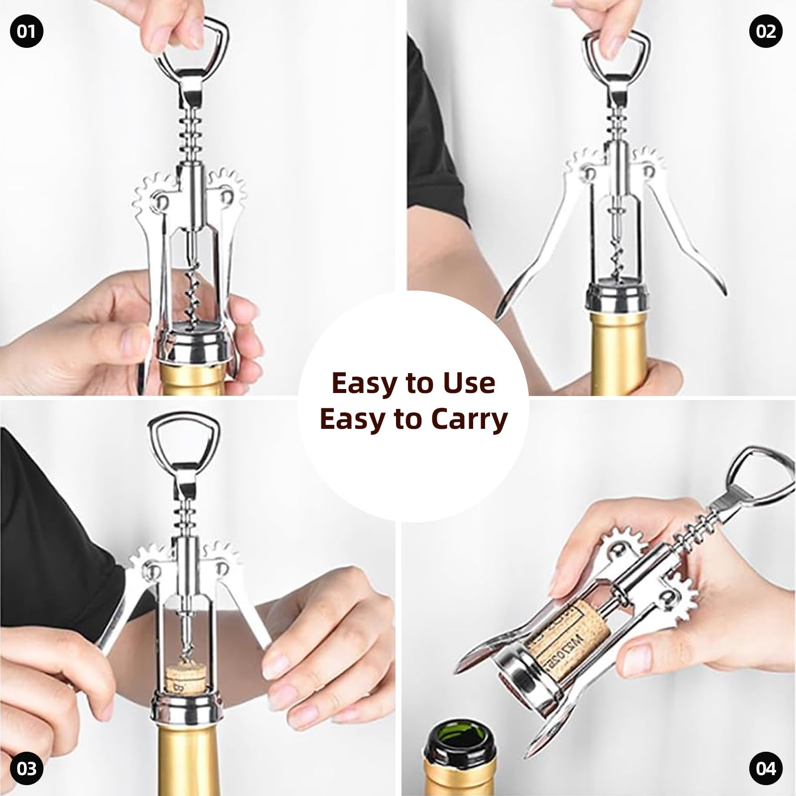 Premium Wing Corkscrew - Effortless Wine Opening -6
