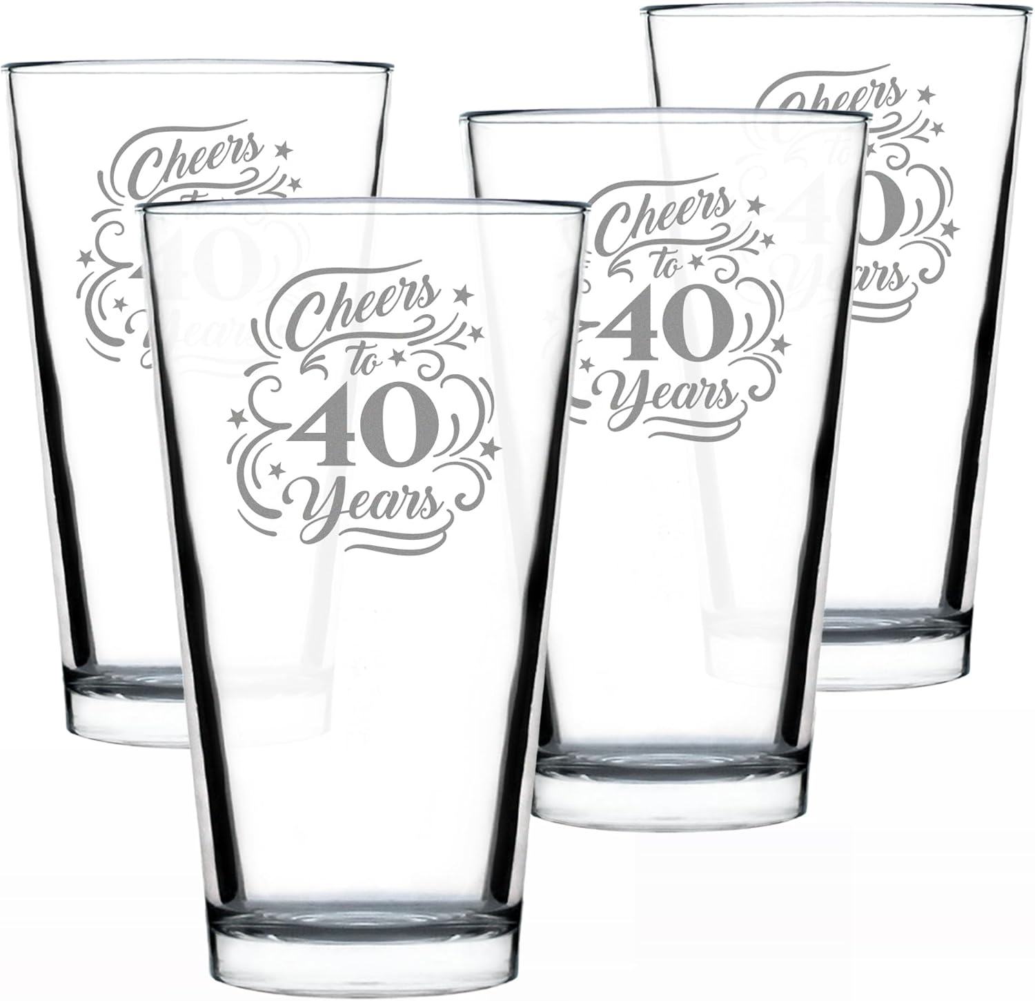 Bevvee Cheers to 40 Years - Pint Glass for Beer - Gifts for Women & Men - 40th Anniversary Party Decor - Set of 2-16 Oz Glasses