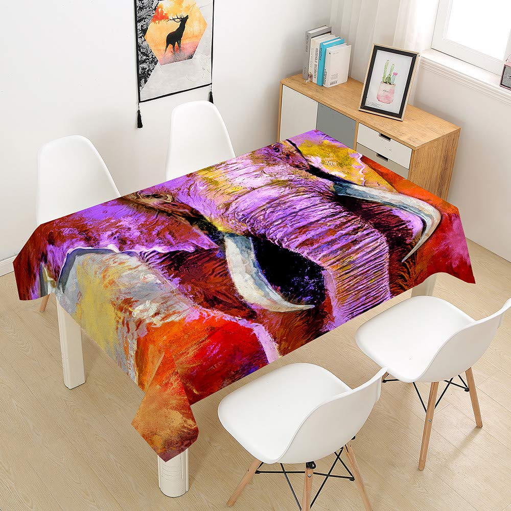 Nappe imprimé éléphant anti-taches et imperméable pour cuisine
